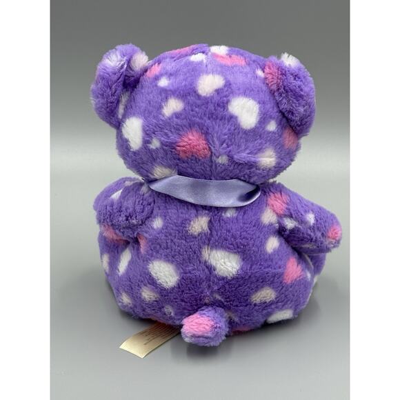 MTY International Purple Teddy Bear W/ Hearts Plush Stuffed Animal 7” - Picture 3 of 8